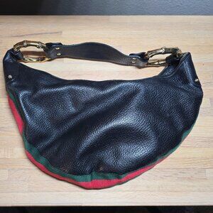Gucci Black Bamboo Ring Hobo Bag